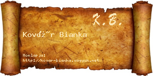 Kovár Bianka névjegykártya